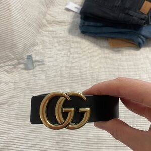 Designer inspired Black Belt with Gold GG Buckle